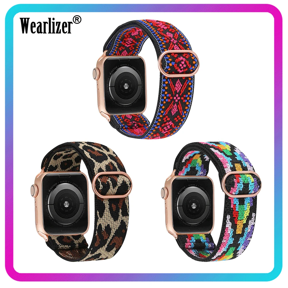 

Wearlizer Nylon Elastic Scrunchies Strap for Apple Watch Band 3Pcs/Set Adjustable Solo Loop Strap for iwatch Series 6 5 4 3 2 1