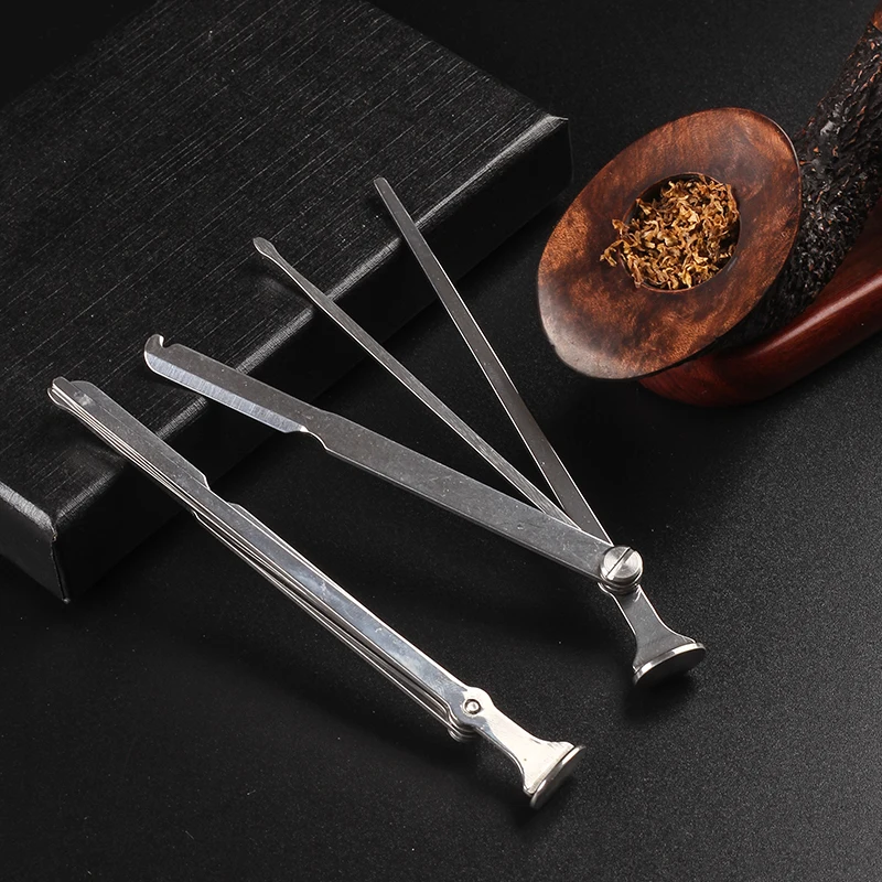 

Stainless steel 3 in 1 Smoking Pipe Tool -Tobacco Reamer Tamper Pokers Smoking Accessories Storage Portable With leather cover