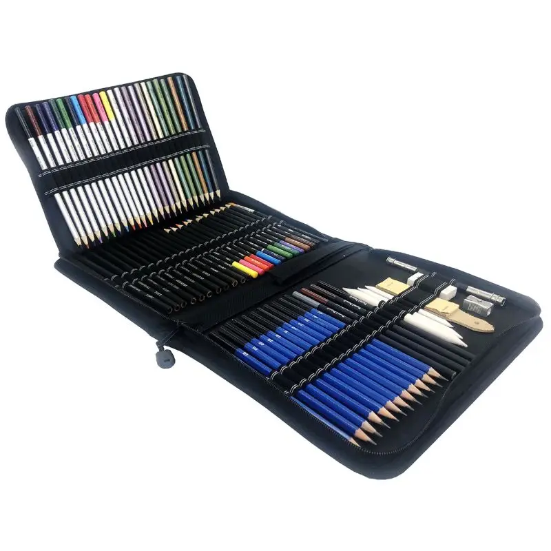 

72PCS Drawing Pencils Set Sketch Colored Pencils Watercolor Metallic Oily
