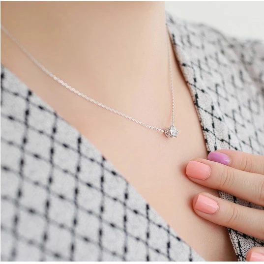 New 925 Sterling Silver Zircon Crown Necklaces Pendant Fashion Jewelry Statement for Women Bijoux | Украшения и аксессуары