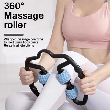 

Newest 4 Wheel U Shape Trigger Point Massage Roller for Arm Leg Neck Muscle Tissue for Fitness Gym Yoga Pilates Sports
