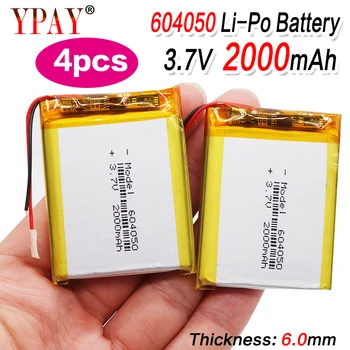 

4pcs Rechargeable 604050 Lithium Ion Polymer Battery 3.7V 2000mAh Lipo Li-ion Battery With Pcb Charge Protection Long Lifespan