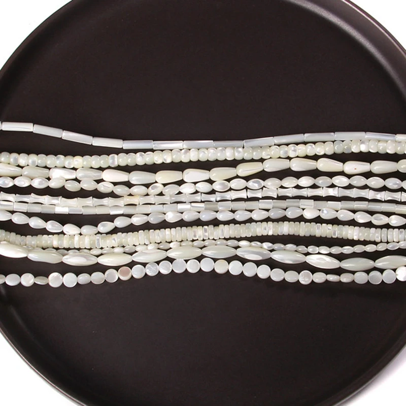 

Natural white Mother of Pearl Shell tube round Beads Loose smooth Shell Spacer Beads For Jewelry Making Necklace bracelet diy