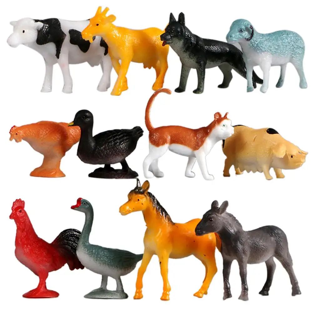 

12Pcs Mini Realistic Horse Dog Pig Farm Animal PVC Model Table Decor Kids Toy