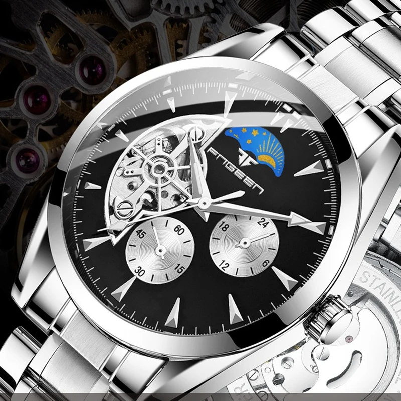 

Men's Automatic Mechanical Watches Top Brand Luxury Waterproof Wristwatches Business Steel Belt Watch for Men Relogio Masculino