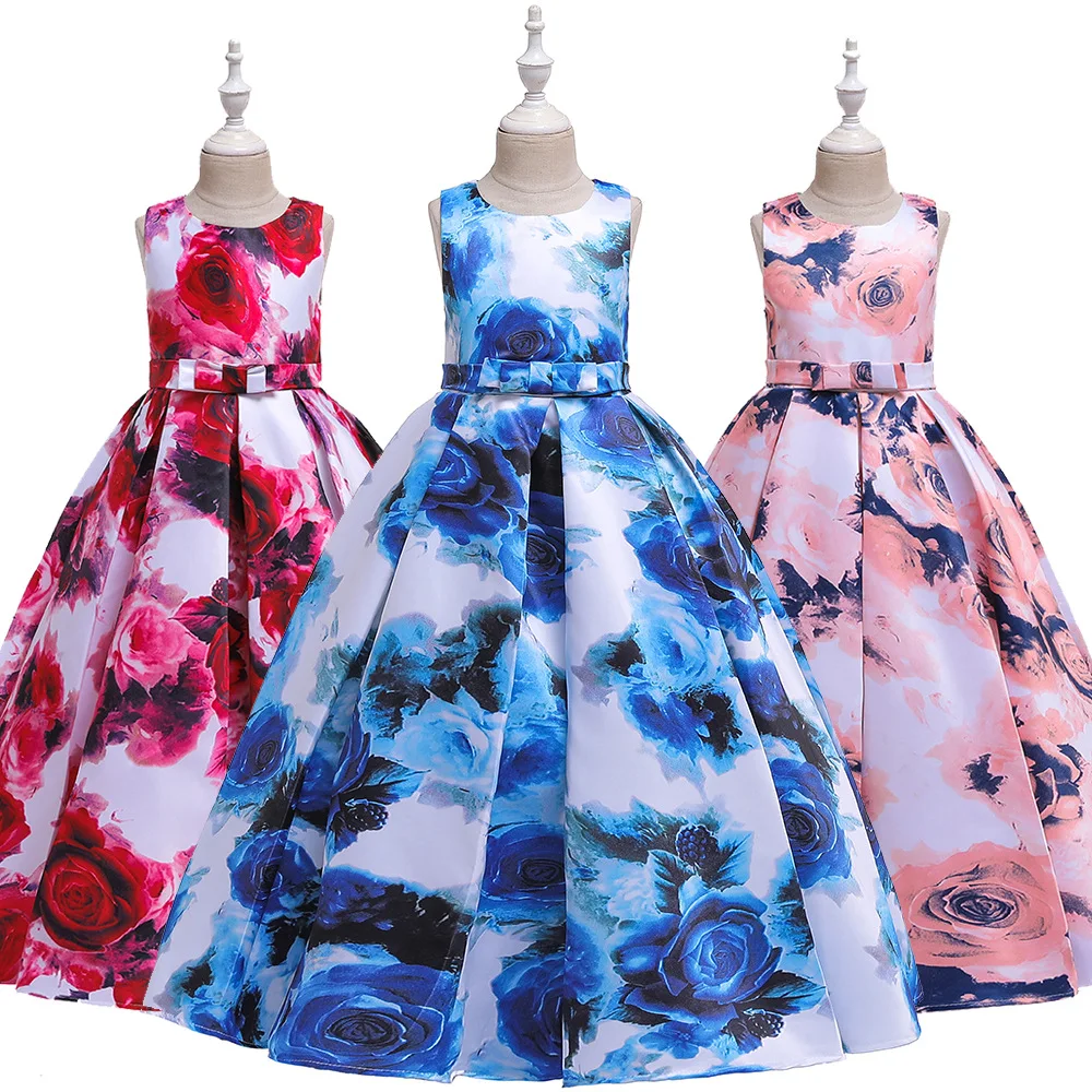Teens Girls Dresses 5-14 Years old Children Dress Easter Carniva Rose Flower Kids Dress For Girls Vestidos Party Princess Dress (1)