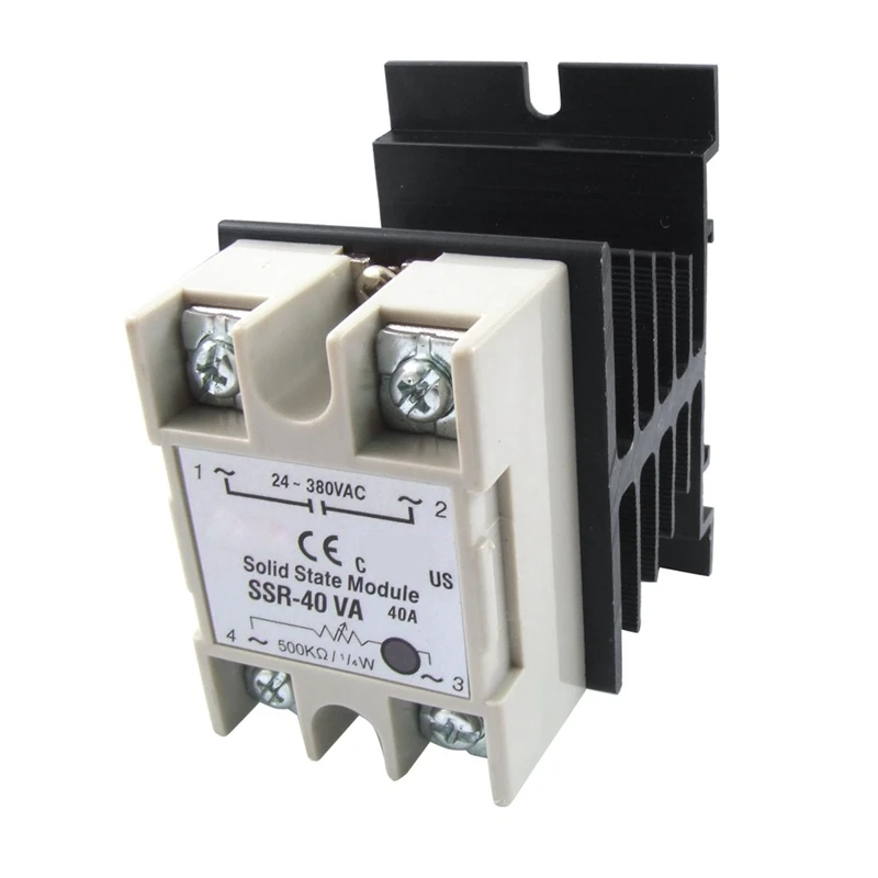 

Voltage Resistance Regulator Solid State Relay SSR 40A 24-380V AC w Heat Sink