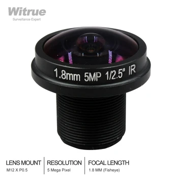 

Witrue Fisheye Lens CCTV Lens 5MP 1.8mm M12 180 degree Wide Viewing Angle F2.0 1/2.5" For HD IP Camera