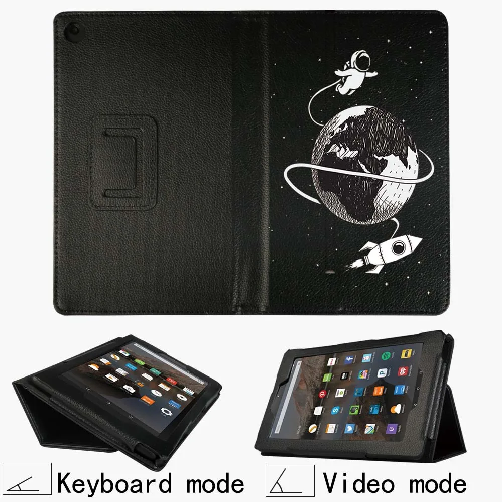 

Tablet Case for Amazon Fire 7(2015/2017/2019)/HD 8(2016/2017/2018)/HD 10(2015/2017/2019) - 2020 Astronaut Leather Cover Case