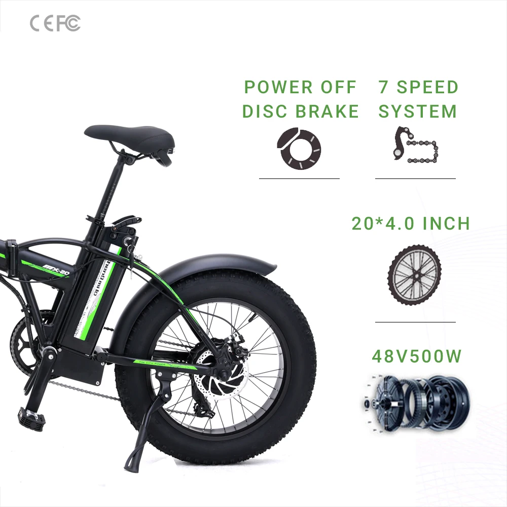 Sale folding electric bike 48v 15ah lithium battery 20 "tire fat  brake folding e-bike disc 500w  ebike electric bicycle 4