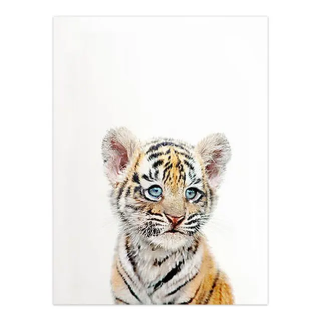 Toddler Animal Wall Art Tiger Lion Posters and Prints Elephant Giraffe Canvas Painting for Kids Room Orangutan Zebra Picture 01