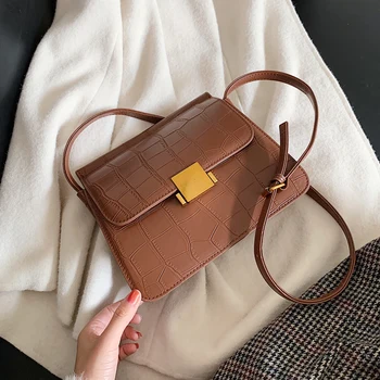 

Vintage Fashion Crocodile pattern Tote bag 2019 New High Quality PU Leather Women's Designer Handbag Lock Shoulder Messenger Bag