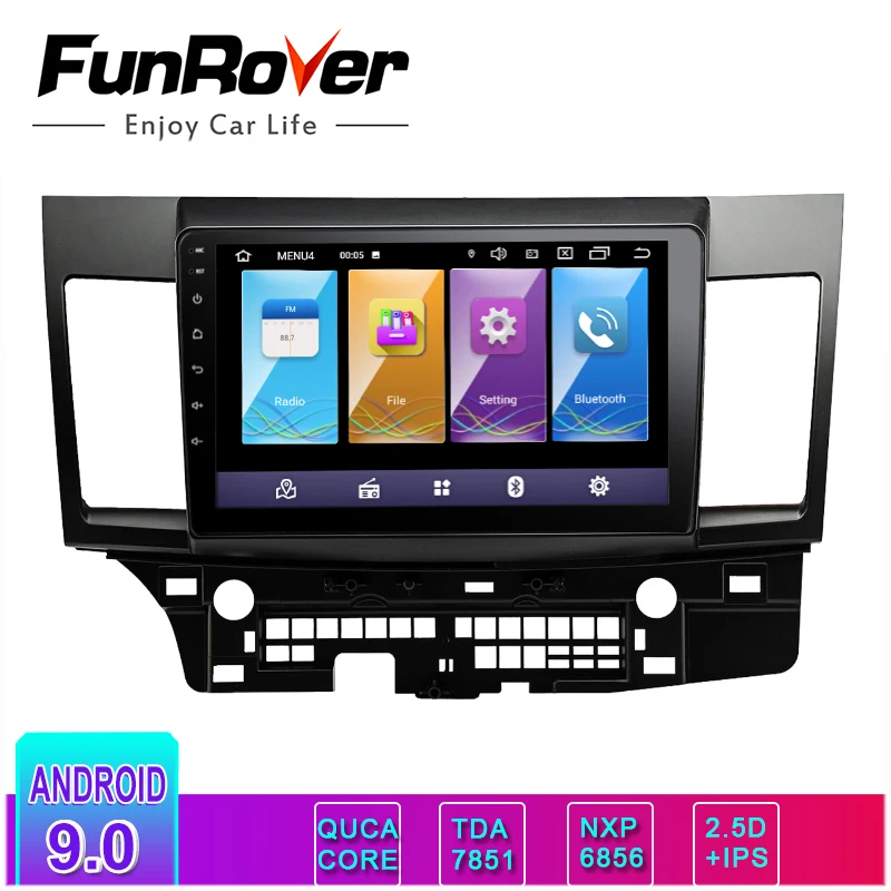 

Funrover IPS+2.5D android 9.0 car dvd for Mitsubishi Lancer 2005-2016 gps navigation radio video stereo multimedia player rds bt