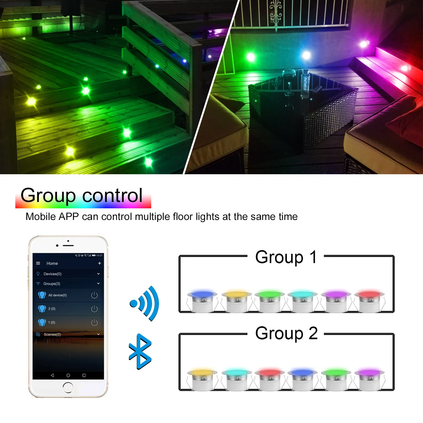 WIFI/Bluetooth 31mm 12V Digital WS2815 IC Pixel Light RGB Symphony Outdoor Christmas Garden Spotlight LED Deck Step Lighting garden decoration lamps led deck lights
