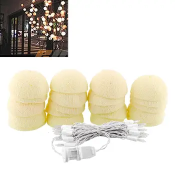 

220V Cotton Ball Lights LED String Light Cotton Decor Christmas 3.0M Ivory White