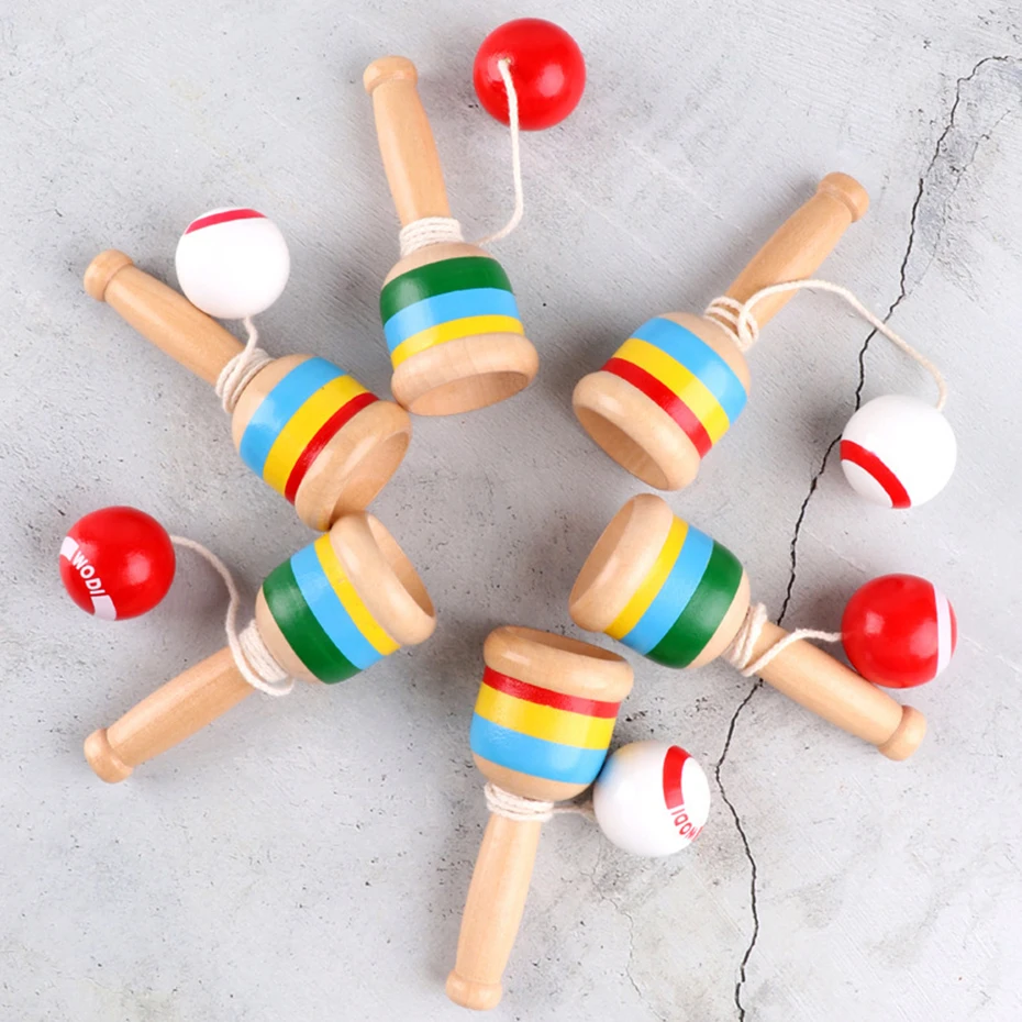 low cost  1pc Kendama Kid Toys Wooden Montessori Toy Kendama Ball Skillful Juggling Game Sword Cup Educationa