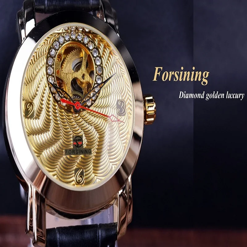 FORSINING золотые Роскошные мужские часы Лидирующий бренд автоматические Модные Спортивные бизнес часы с скелетом Relogio Masculino часы