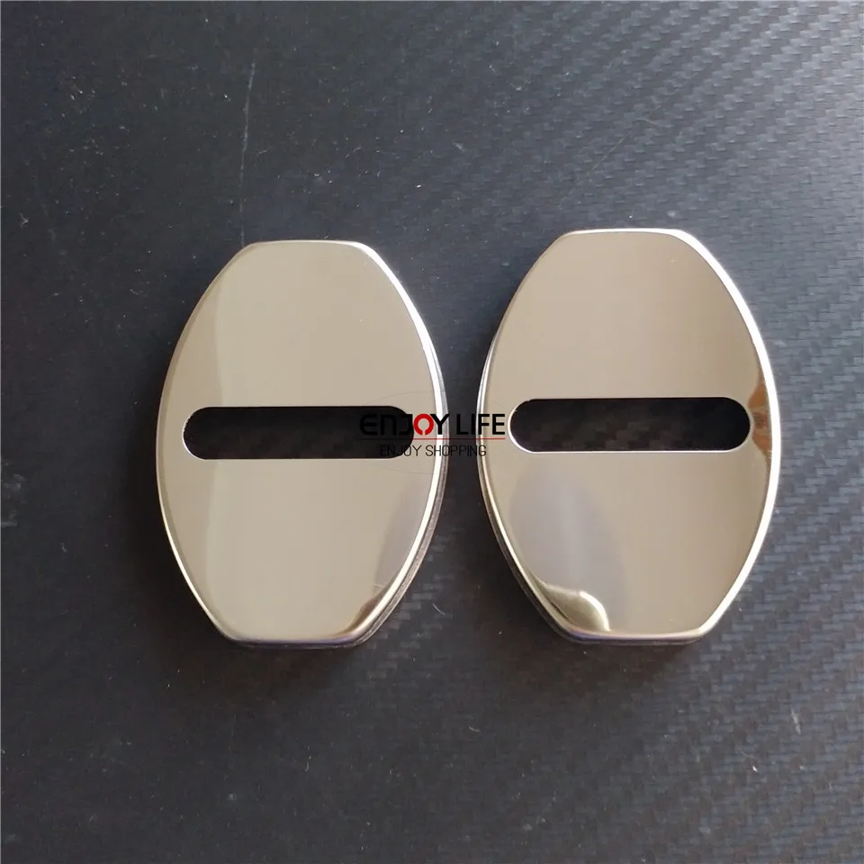2pcs Stainless Steel Car Door Lock Buckle Cap Cover Sticker For Smart