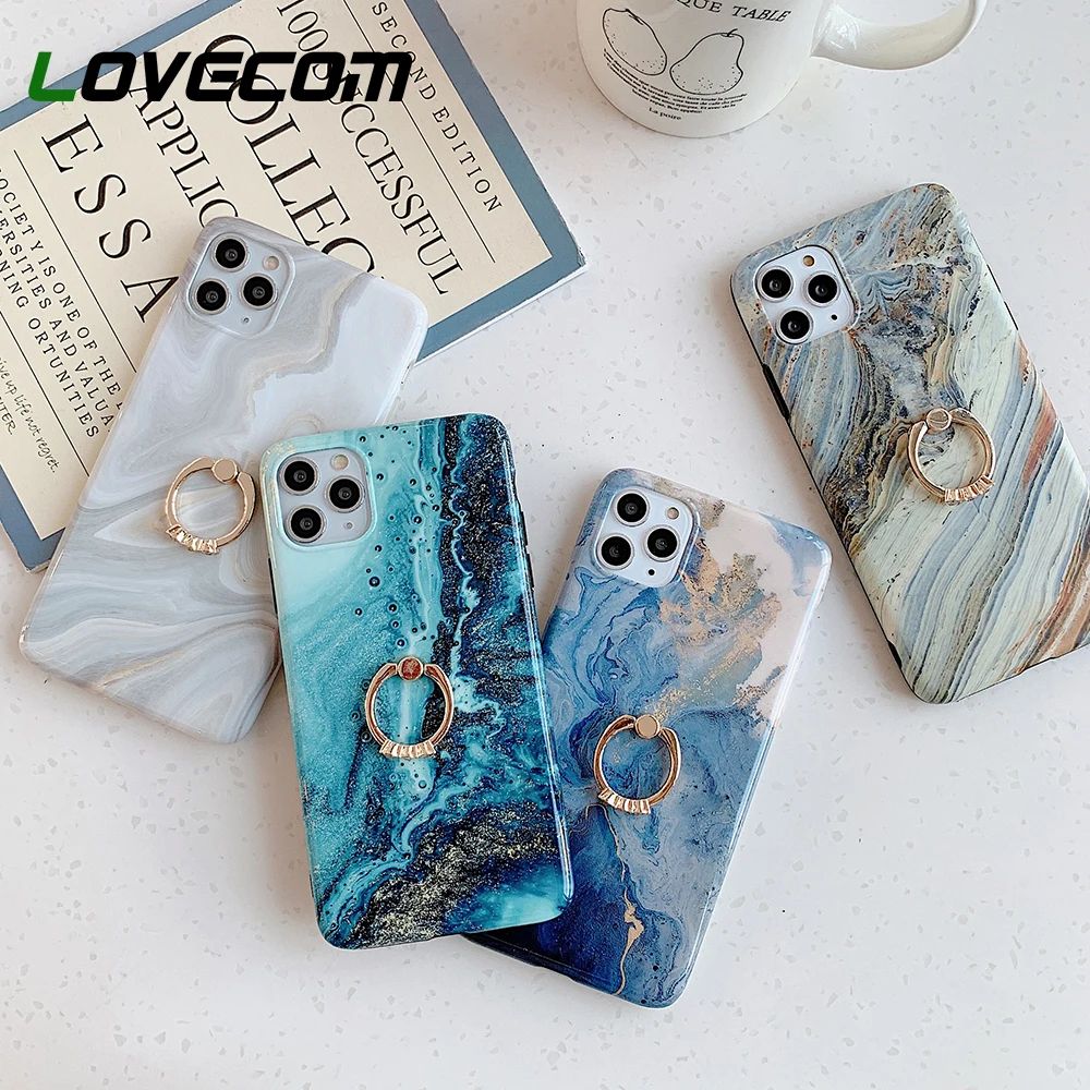 Мраморный чехол LOVECOM в стиле ретро для телефона iPhone 13 Pro 12 11 Max XR XS 7 8 Plus X кольцо на