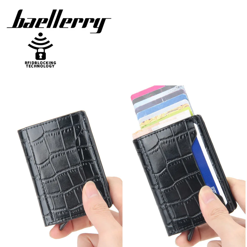 

ALLIGATOR New Credit Card Holder Wallet Men Women Metal RFID Vintage Aluminium Bag Crazy Horse PU Leather Bank Cardholder Case