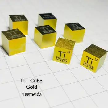 

Gold Color Titanium Cube 10mm Metal Ti 99.5% TA1 Anodizing for Element Collection Science Gift Hand Made DIY Hobbies Crafts