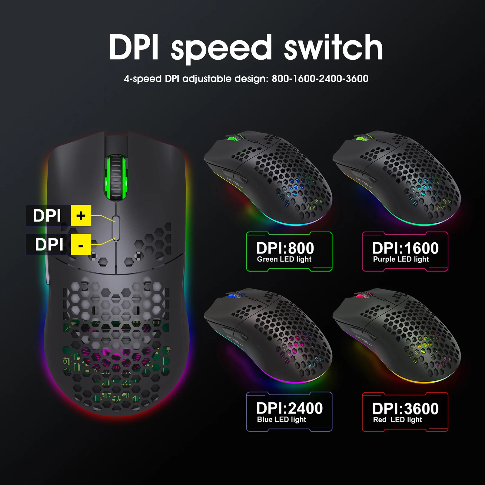 HXSJ T66 RGB 2.4G Wireless Gaming Mouse 
