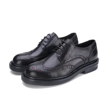 

Men's Leather Shoes Business Casual Thick Bottomed Lace-up Cowhide Comfortable Zapatos De Hombre