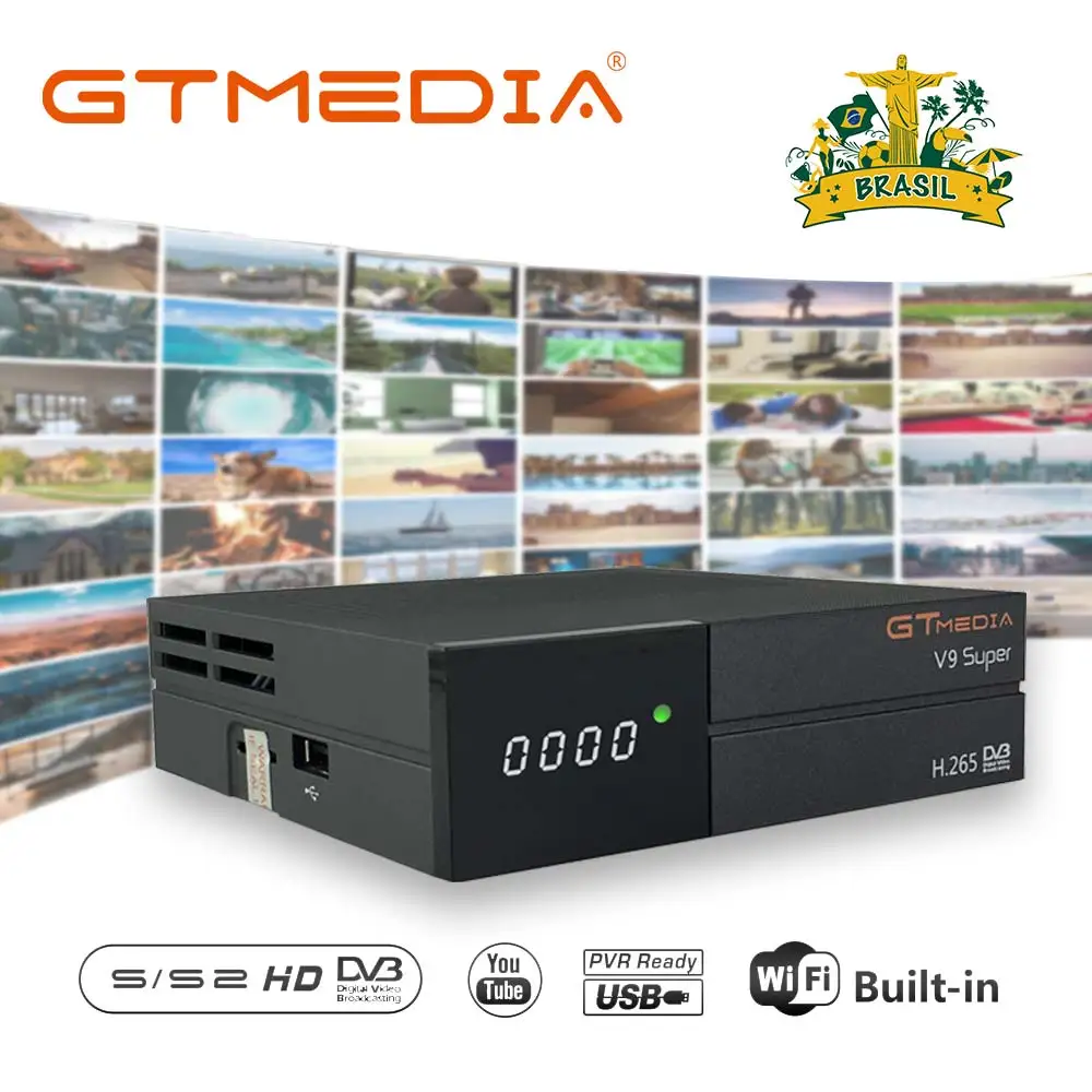 Приемник для ТВ для brasil GTMEDIA V9 Super DVB-S/S2 H.265 HEVC, AVS+ Встроенный 2,4G wifi модуль спутниковый приемник с поддержкой IPTV