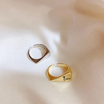 

Personalized Heart-shaped Name Ring Gold Silver Color Stainless Steel Customized Name Ring for Men Women Engagement Jewelry Gift