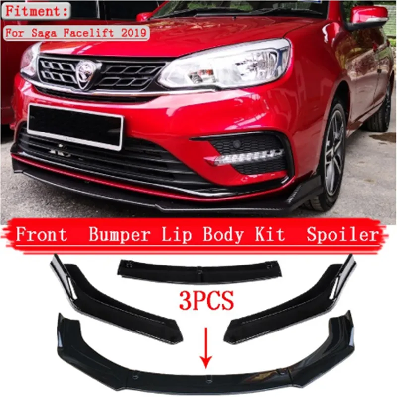 

3Pcs/Set Car Front Bumper Lip Spoiler Body Kits Splitter Diffuser For Saga Facelift 2019 Auto Accessories