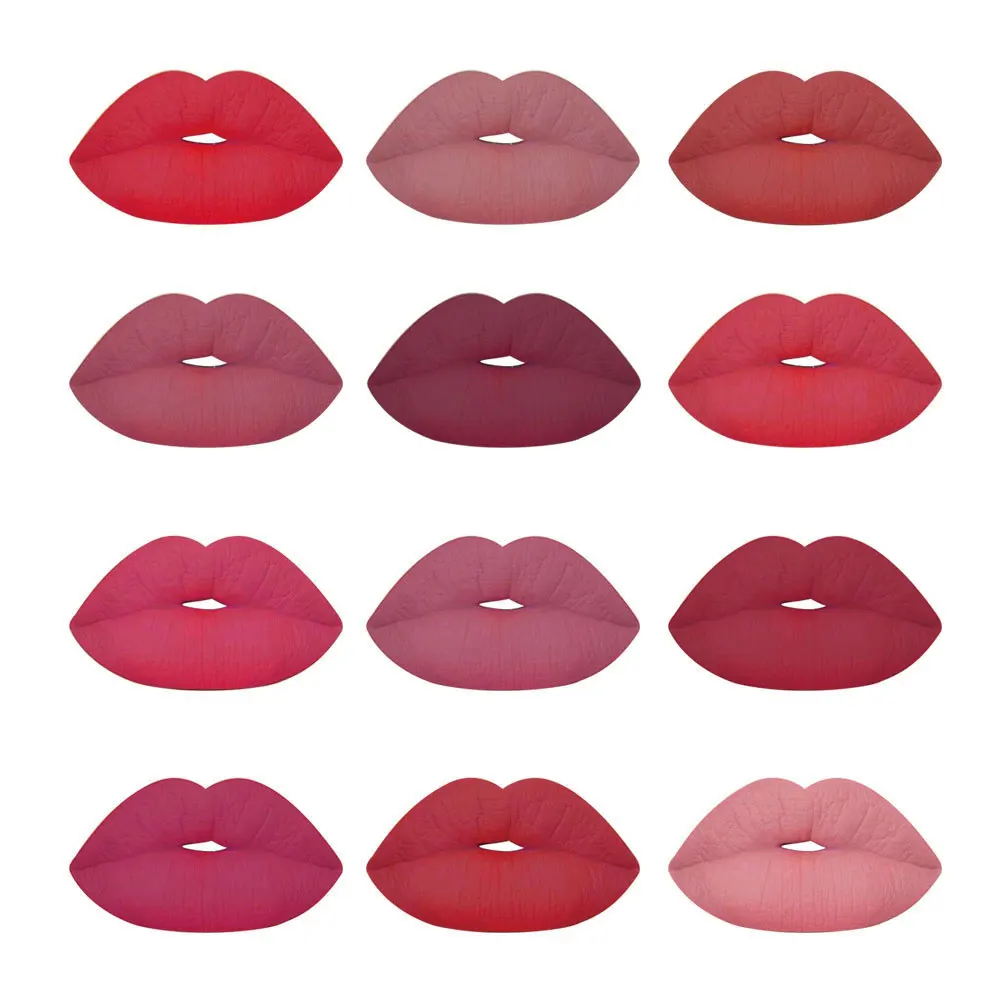 Set de 12 Cor do Batom Gloss Hidratante 3d Lip Glaze Fácil Duradoura Maquiagem Feminina Conjunto 12 Pçs - 6 Batom Batom Gloss Hidratante 3D Lip Glaze