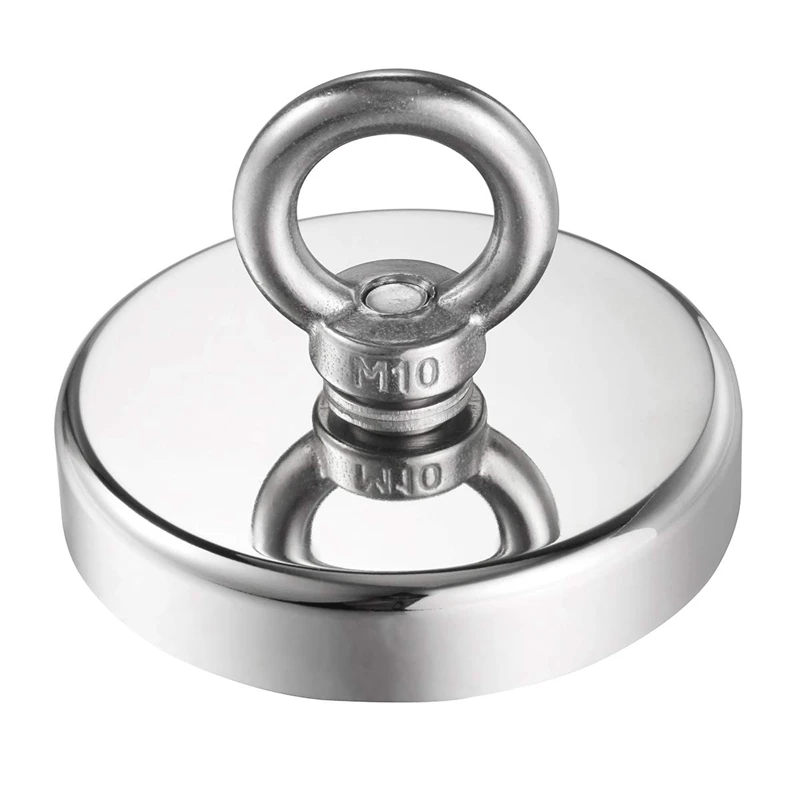 

N52 Super Powerful Strong Magnets, Holding Force 380 Kg Outside Round Neodymium Magnet With M10 Eye Bolt Countersunk Hole 3.54In