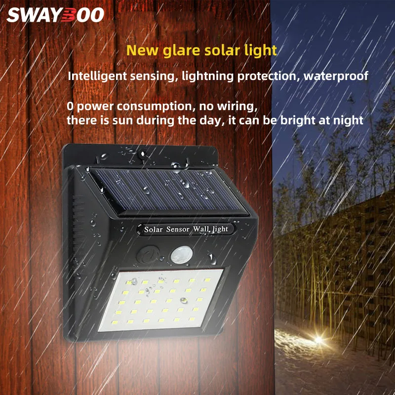 

Swayboo Free Wiring Light Control Human Body Induction Solar Wall Lamp Wall Lamp Waterproof Led Super Bright Garden Lighting