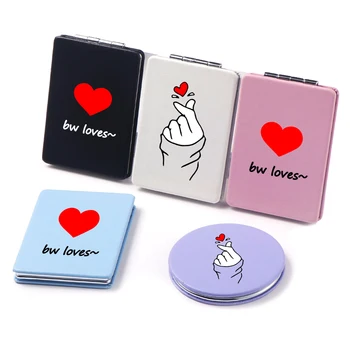 

Love Gesture Lady Makeup Mirror Mini Portable Two-side Folding Pocket Compact Vanity Cosmetic Magnifying Mirrors Girl Gift Woman