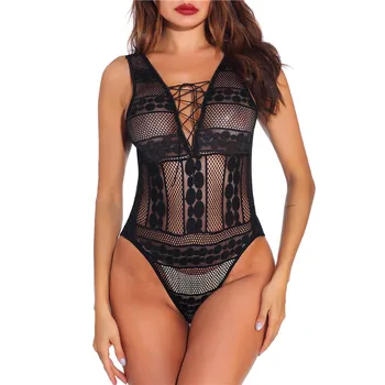 

Women Bodysuit skinny Transparent Mesh Female Body Top Clothes Ladies Sleeveless Black White Bodysuits