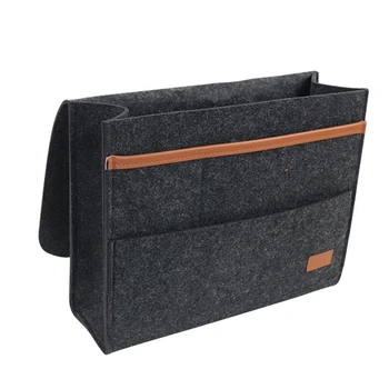 

Bed Holder Pockets Bedside Storage Bag Bed Sofa Side Pouch Remote Control Hanging Caddy Bedside Couch Storage Organizer Dark Gra