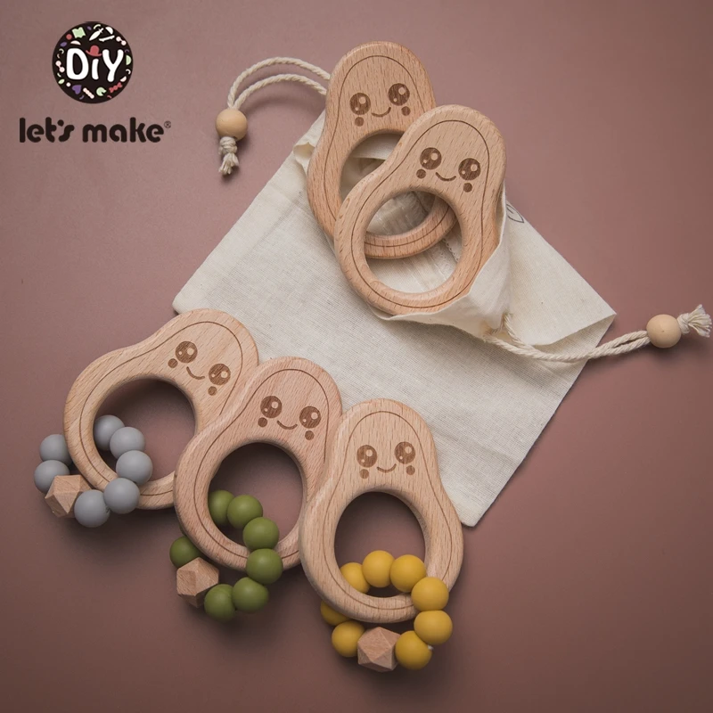 

Let's Make Chew Silicone Teether New Beads Avocado Bracelet Silicone Crib Accessories Teething Beads Soother Chain Baby Rattle
