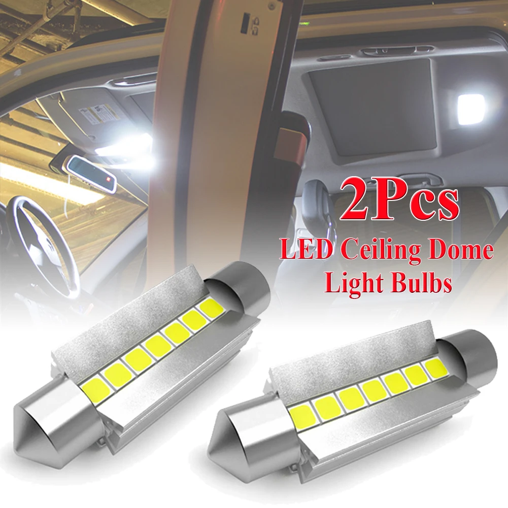 LED Interior Bulb 2Pcs Ceiling Dome Light Bulbs Personalized Lighting For Chevy 42MM 578 212-2 6000KBright White Car Accessories