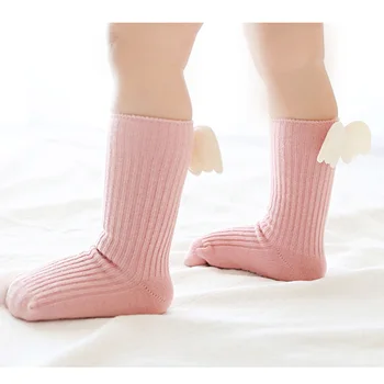 

High Socks Long Stockings Warm Baby Socks Knee High Socks Angel wing Summer Autumn Cotton Socks Solid Candy Color Kids Toddler
