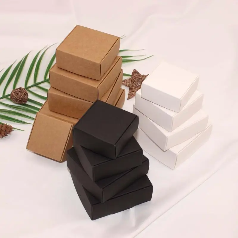 Kaufen 100 stücke Braun Karton Kraft Verpackung Box Hochzeit Gunsten und Geschenk Box Candy Box für Gast Handgemachte Seife Gefälligkeiten Papier box