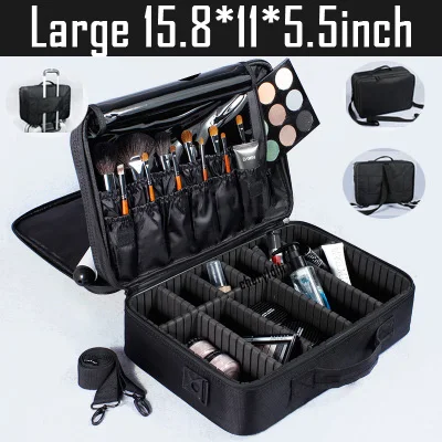 large black 3layer Новинка, Высококачественная профессиональная Пустая палитра косметичка-органайзер для путешествий, вместительная сумка для хранения чемоданов - Цвет: large black 3layer