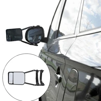 

Extension Durable Adjustable Convex Universal Large Towing PP Flat 90 Degree Rotation Rearview Mirror Dual Glass Black Car