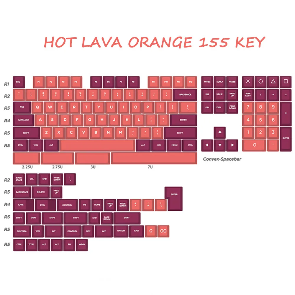 

OSA Height PBT Material 155 Keycap Hot Lava Orange Two Color Injection Molding For Gaming Mechanical Keyboard