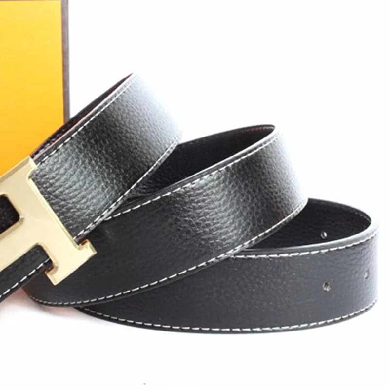 

Gold/silver buckle 100% Real Leather Man Woman Belt Black White Red Brown Green Size 105-110-115-120-125 Original luxury box