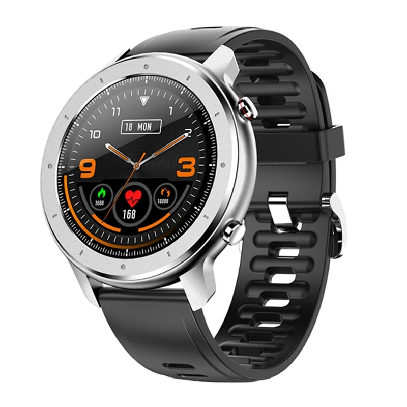 Bluetooth 5,0, Смарт-часы для мужчин, модные, полный экран, сенсорный, IP68, водонепроницаемые, умные часы, пульсометр, кровяное давление, часы - Цвет: Silver black