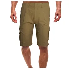 Модные летние модные мужские шорты со средней посадкой, свободные повседневные шорты с несколькими карманами