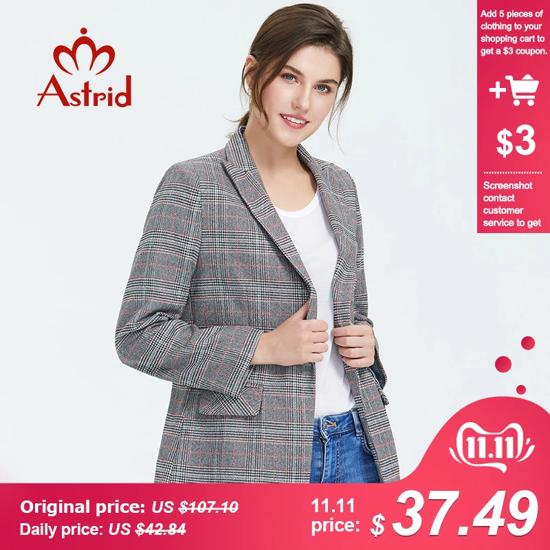 

Astrid 2019 Autumn new arrival blazer feminino high quality new fashion office style womens tops and blouses elegant jacket N9A2
