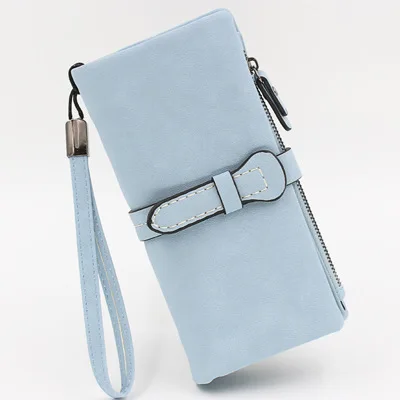 H light blue Mara's Dream матовый длинный женский кошелек на молнии с декоративным ремнем Большая вместительная многофункциональная сумка для мобильного телефона - Цвет: H light blue
