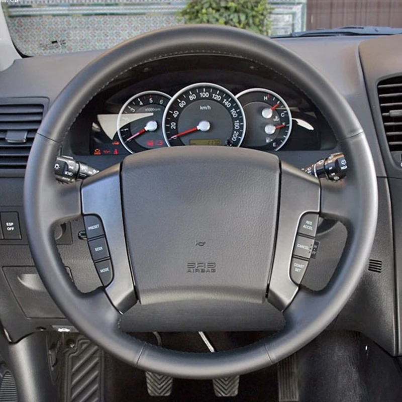 DIY 맞춤형 자동차 핸들 커버 Kia Sorento 2003 2004 2005 2006 2007 2008 2009 가죽 스티어링 랩