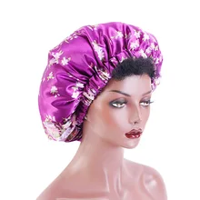 

Extra Large Satin Lined Bonnet Women Big Size Beauty Print double layer Satin Silk Bonnet Sleep Night Cap Head Cover Bonnet Hat
